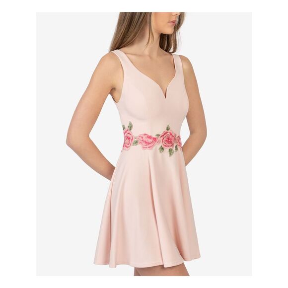 NWT B DARLIN Womens Pink Button Closure Sleeveless Mini Dress 1\2 - Picture 3 of 5